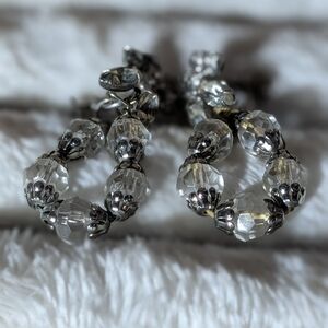 Vintahe Elegant Silver and Clear Beaded Earrings